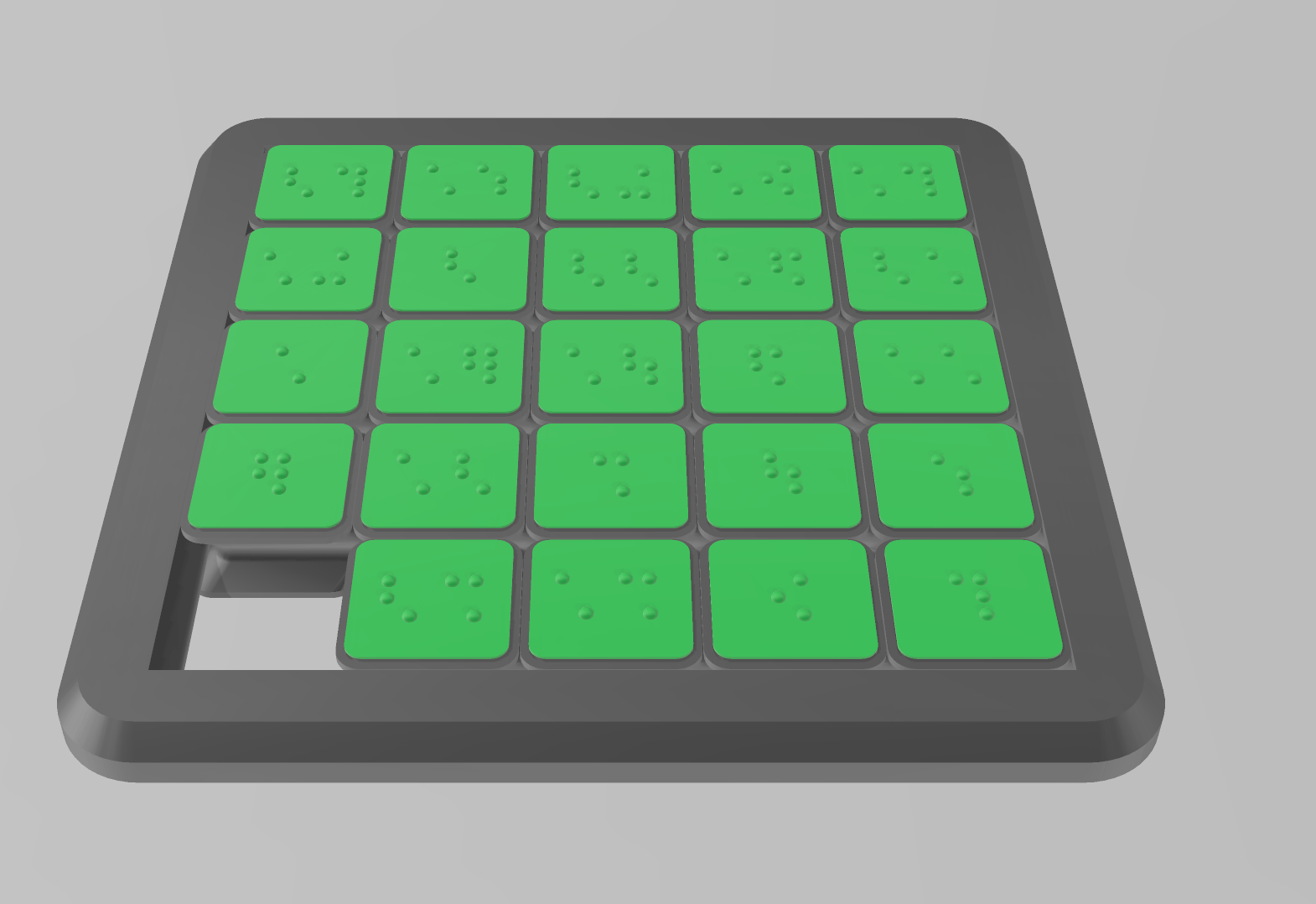 Sliding Puzzle with Numbers 1-24 in 8-Dot Braille
