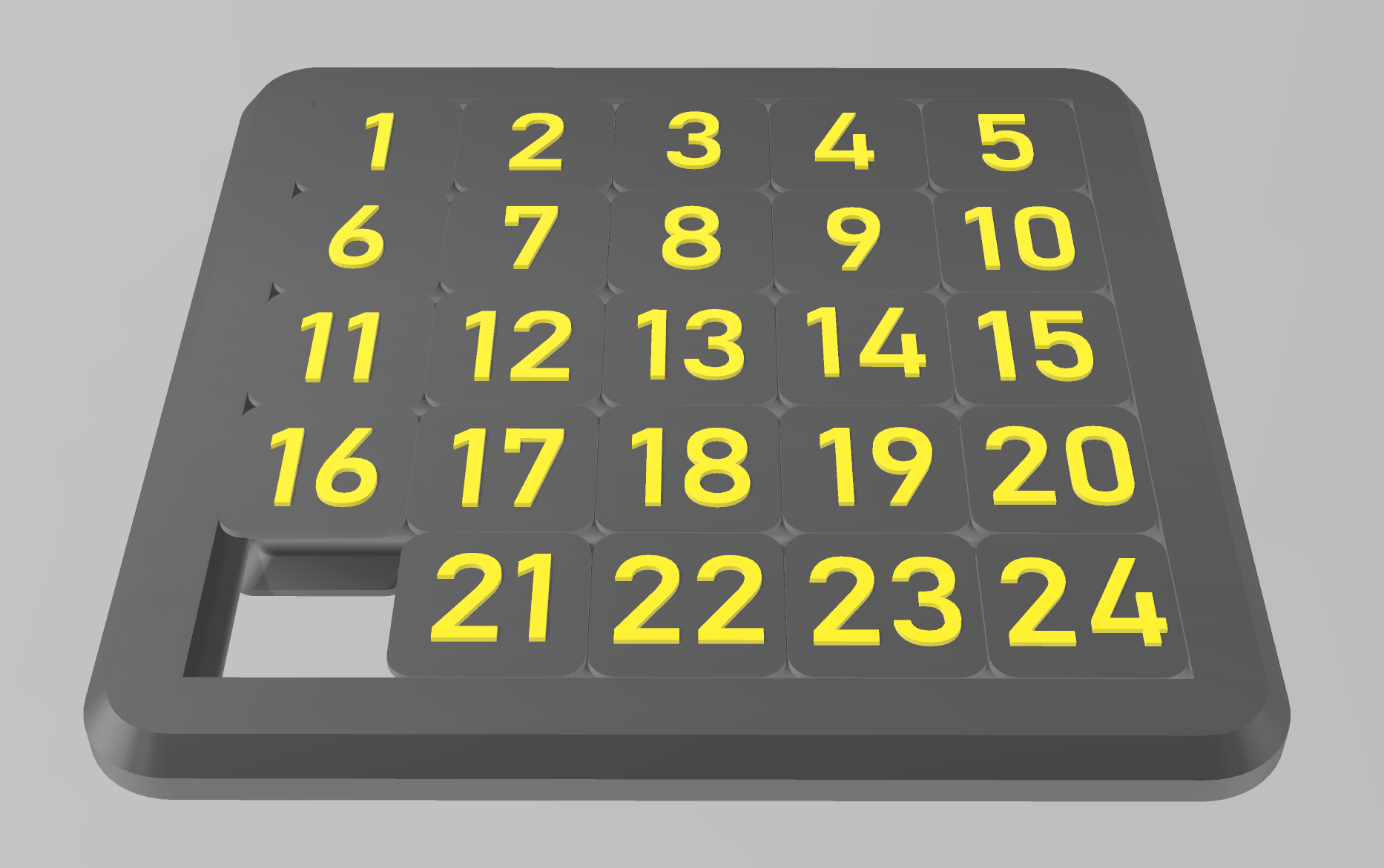 Sliding Puzzle with Numbers 1-24