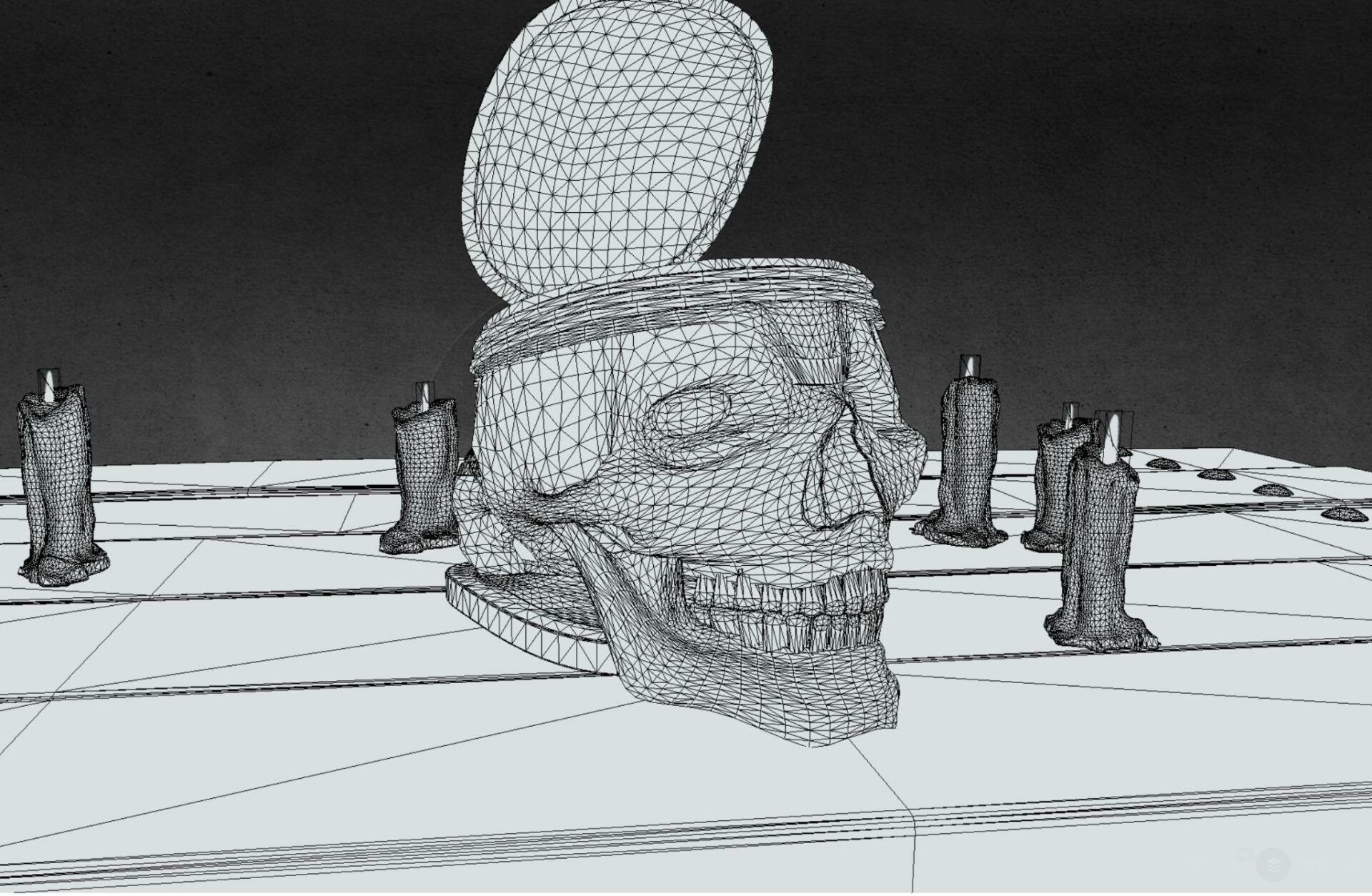 3D mesh. The object was exported and the polygons were transformed from quads to triangles.