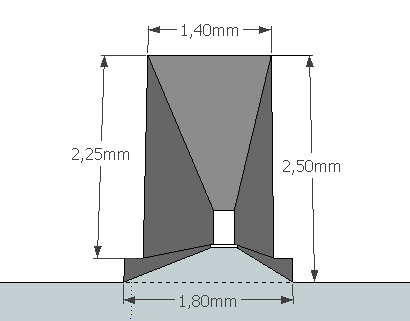 notch at the bottom of a model with the specified dimensions.