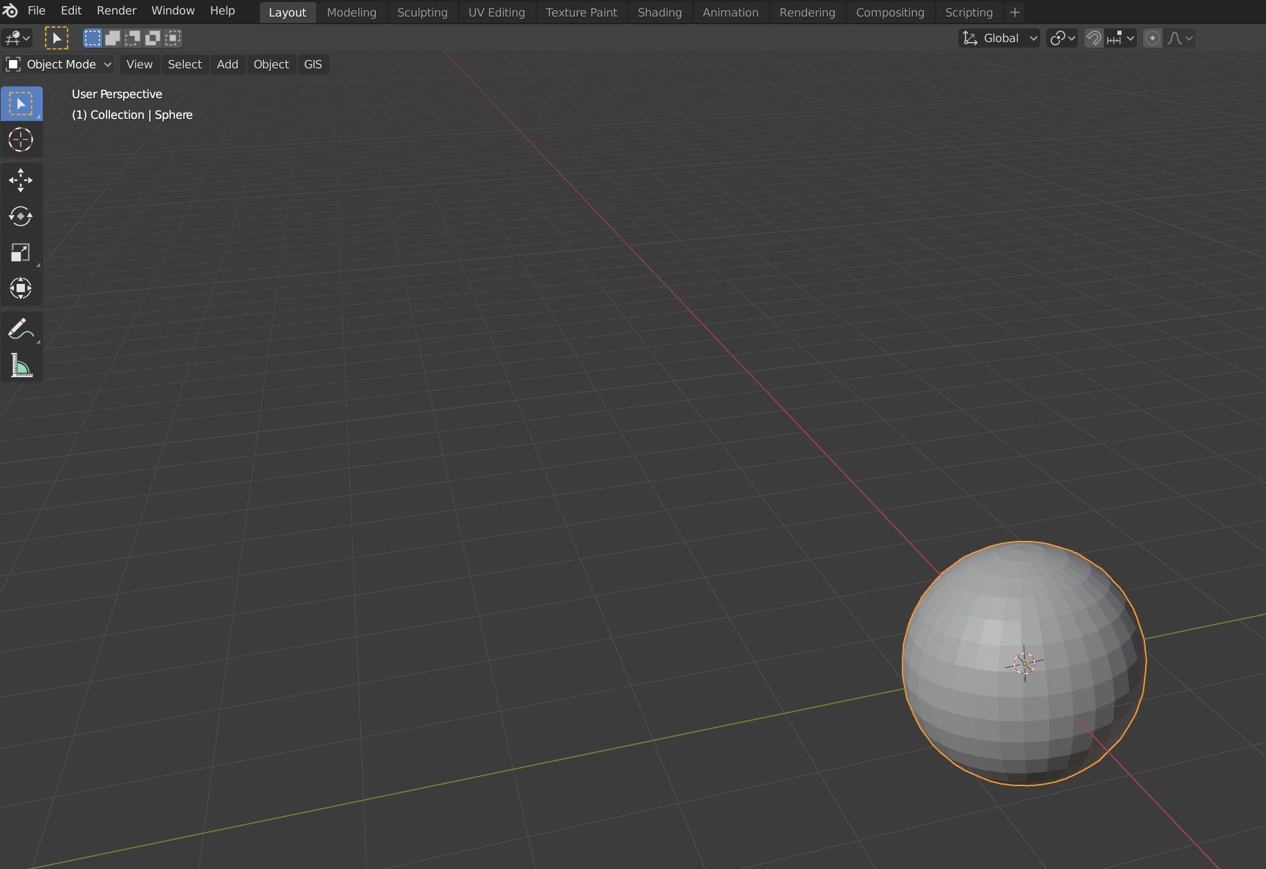 A UV sphere appears in the viewport