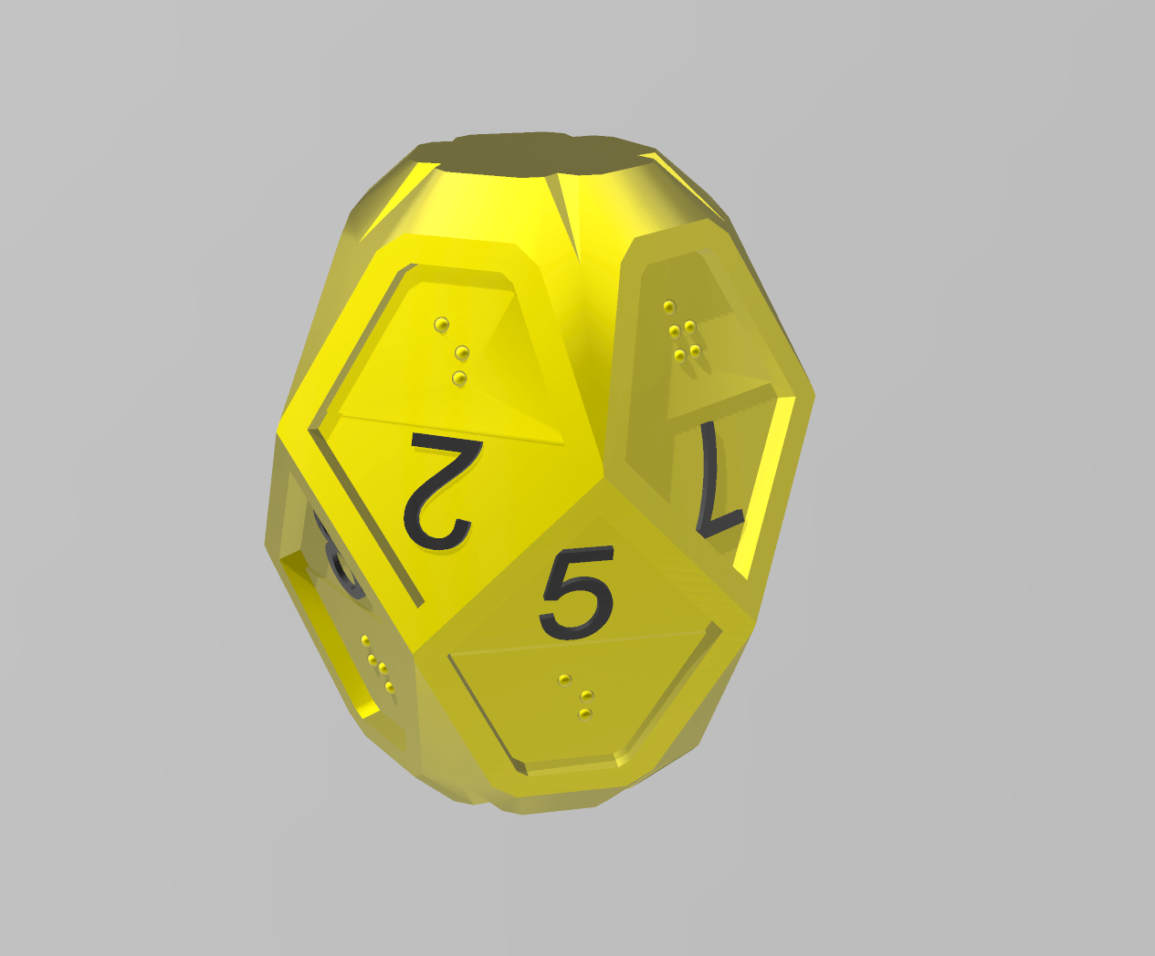 10 sided Dice (0-9) Combination of normal font and braille