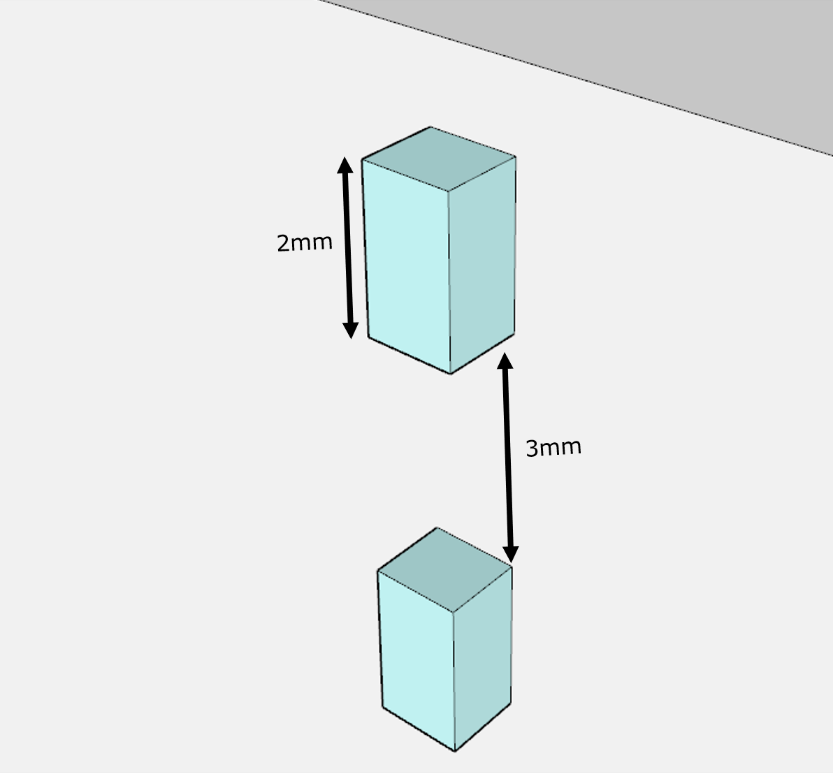 Raised ultrafine line on a cuboid with the dimension mentioned in the text