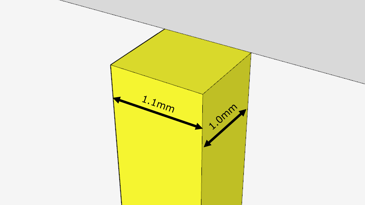 Raised line on a cuboid with the dimension mentioned in the text